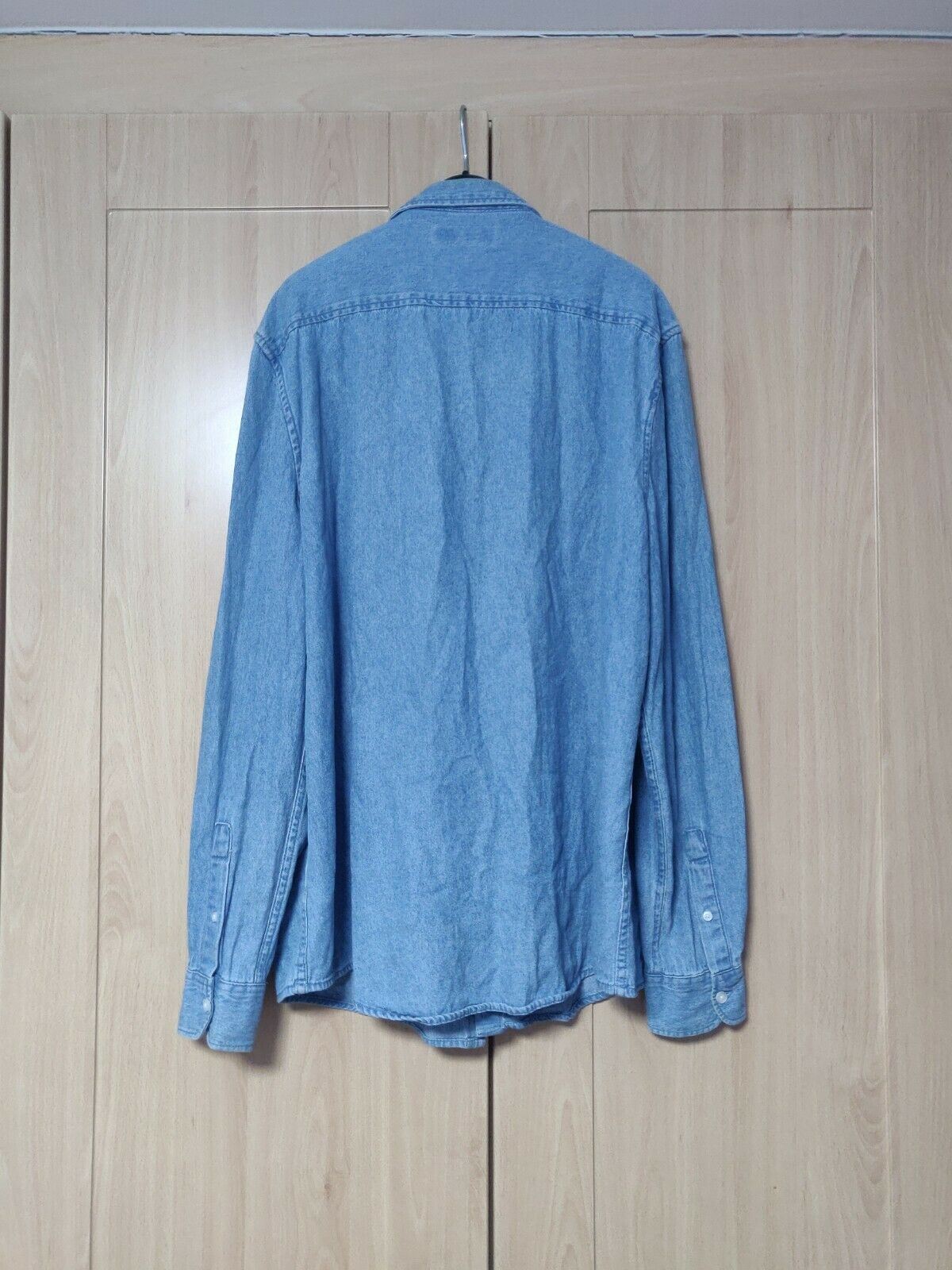 Cedar Wood State Blue Long Sleeve Denim Shirt Men Size Large