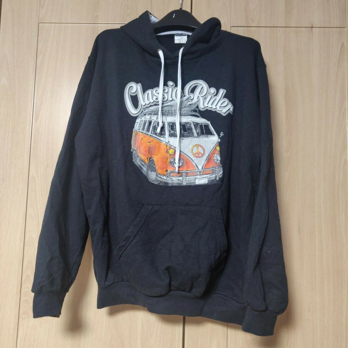 Classic Rider Vintage Black Pullover Hoodie Men Size Large