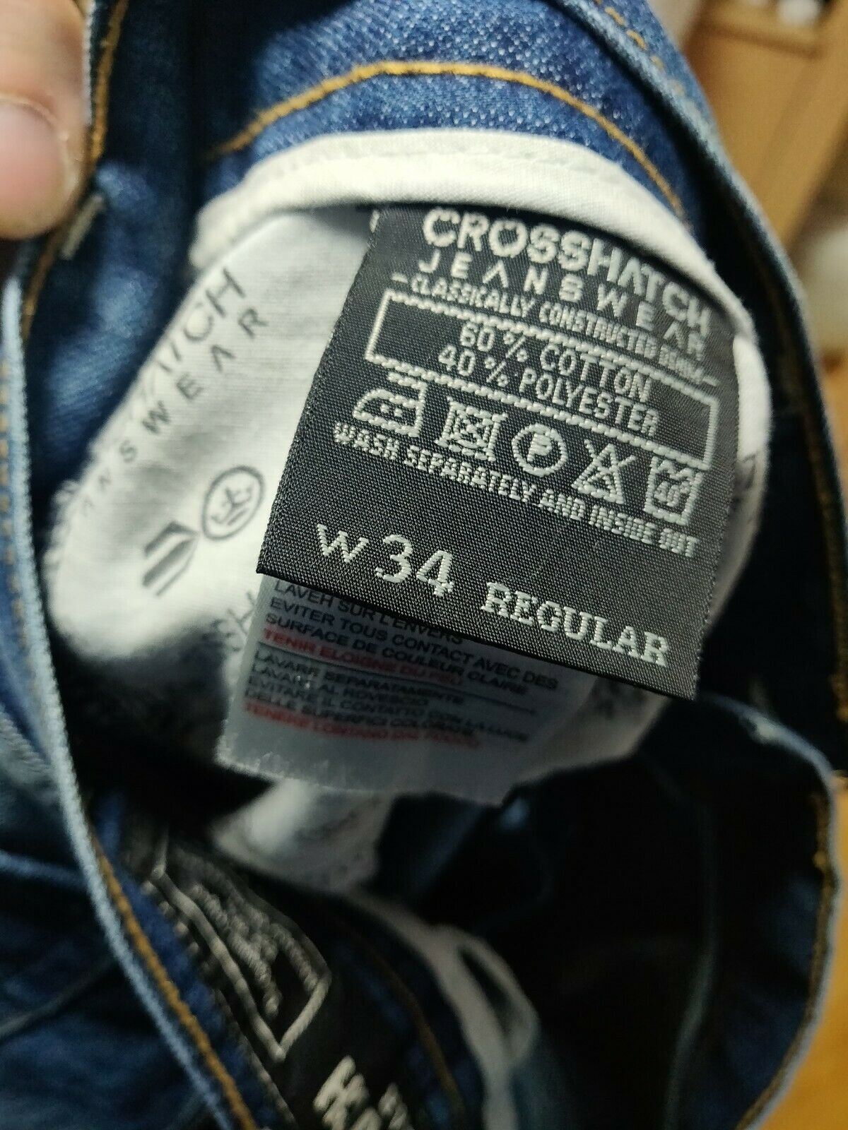 Crosshatch New Embossed Techno Blue Denim Jeans Men Size W34/L33