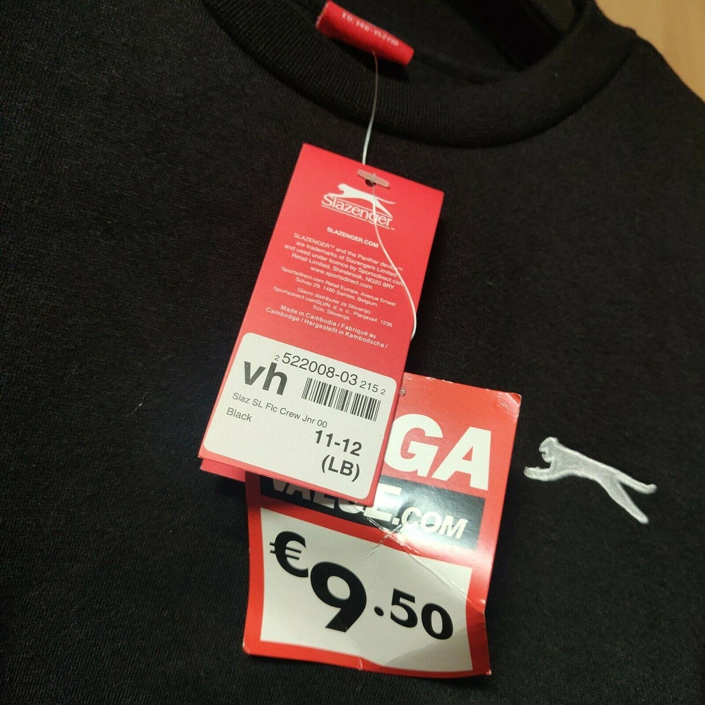 Slazenger Black Sweatshirt Long Sleeve Boys 11-12 Years