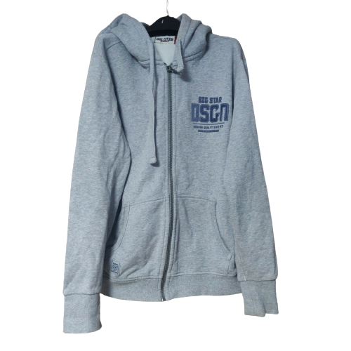 Big Start Vintage Grey Pullover Hoodie Full Zip Men Size Medium