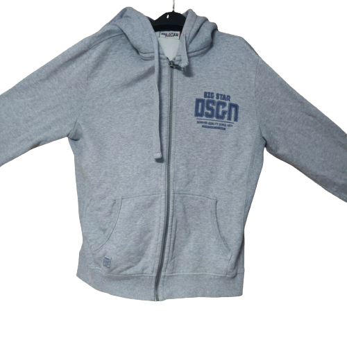 Big Start Vintage Grey Pullover Hoodie Full Zip Men Size Medium