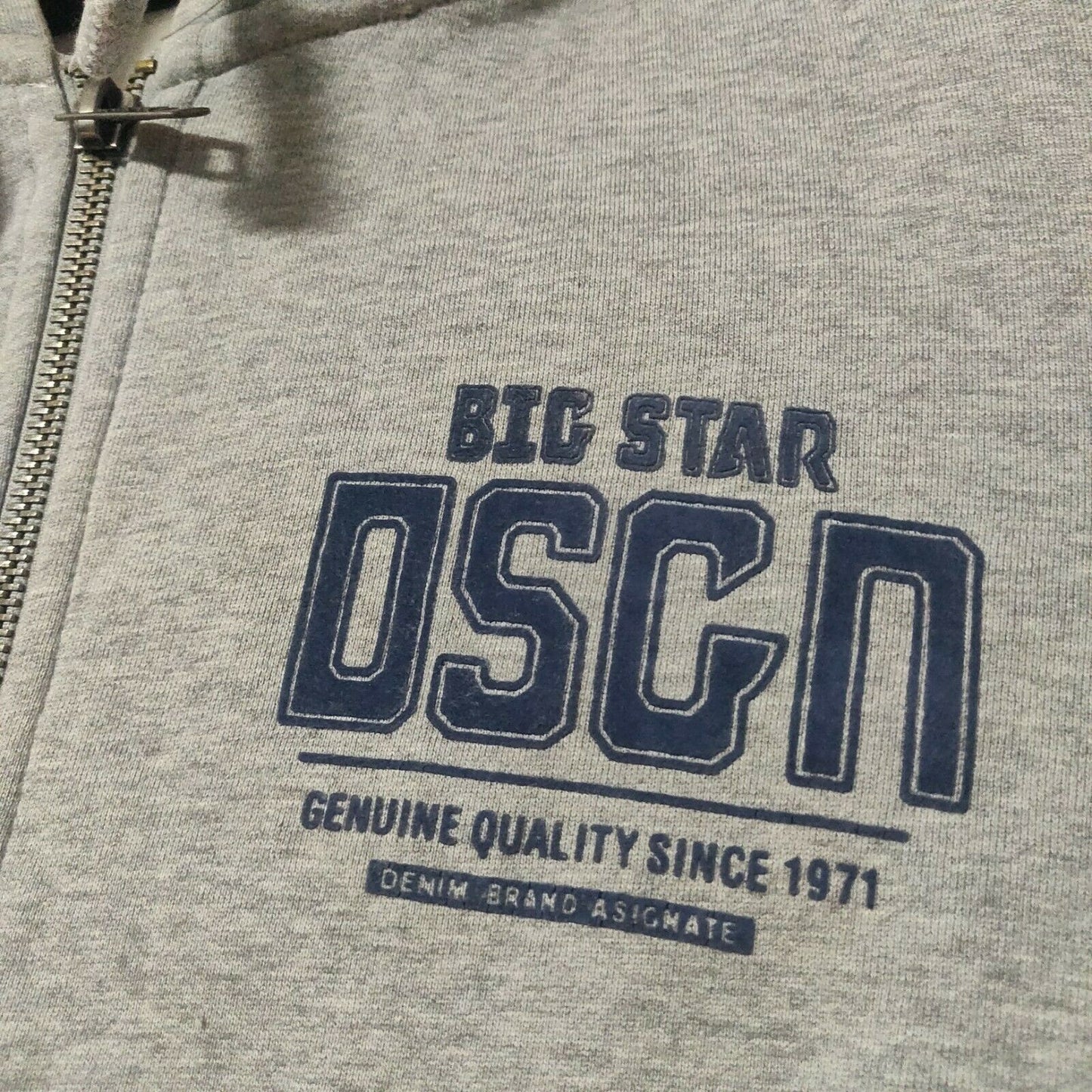 Big Start Vintage Grey Pullover Hoodie Full Zip Men Size Medium