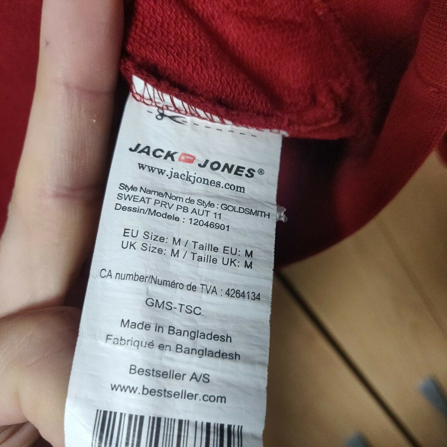 Jack & Jones Vintage Red Pullover Hoodie Men Size Medium