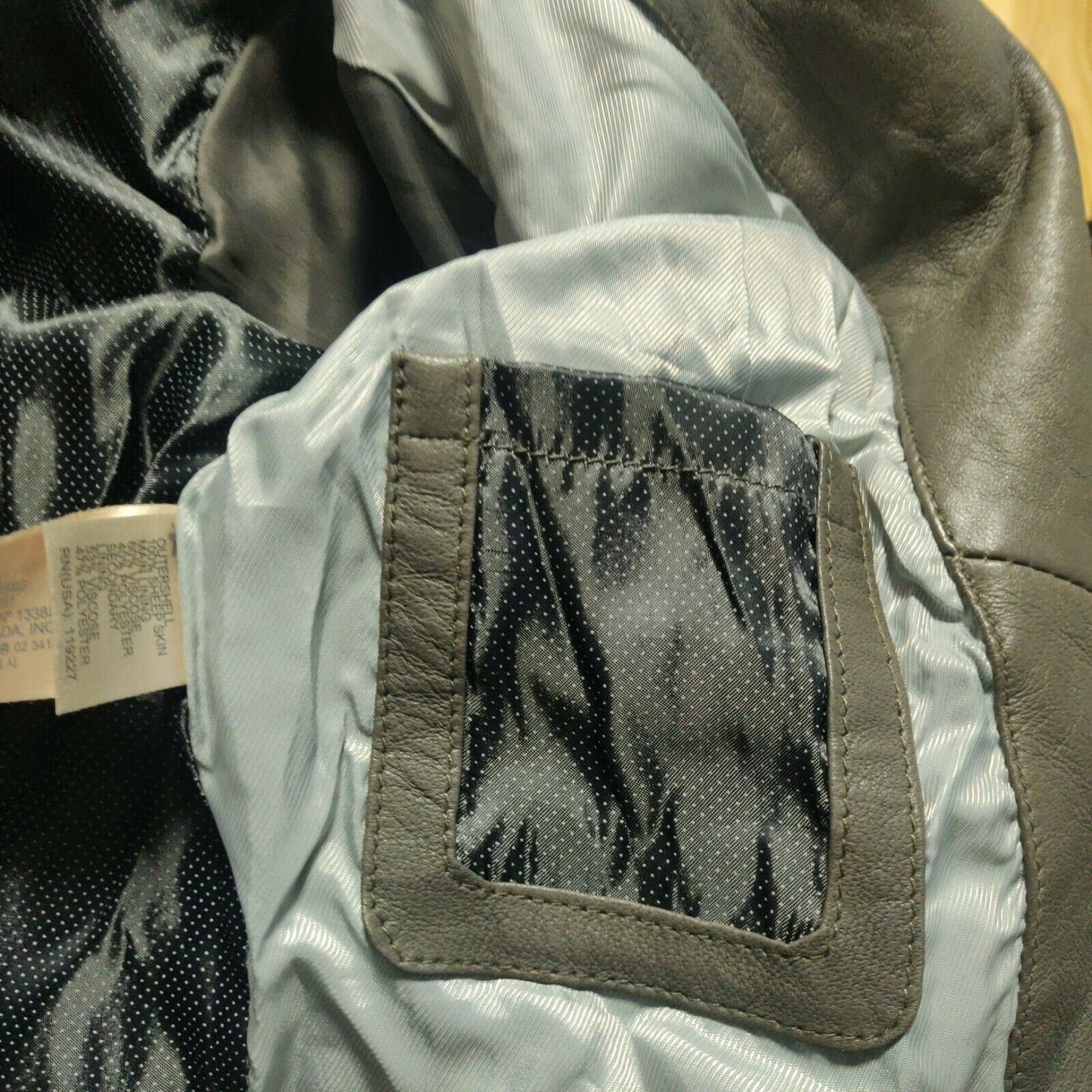 Massimo Dutti Grey Leather Jacket Women Size XS