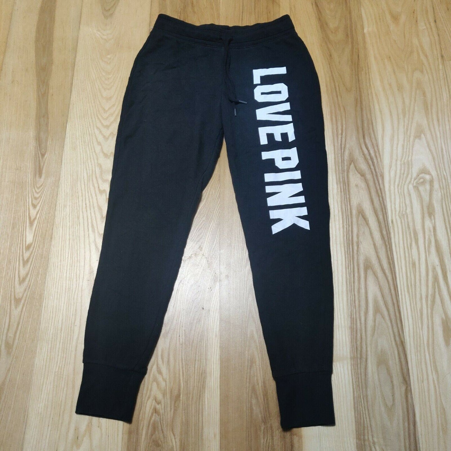 Victoria Secret PINK Black Love Pink Joggers Women Size Small