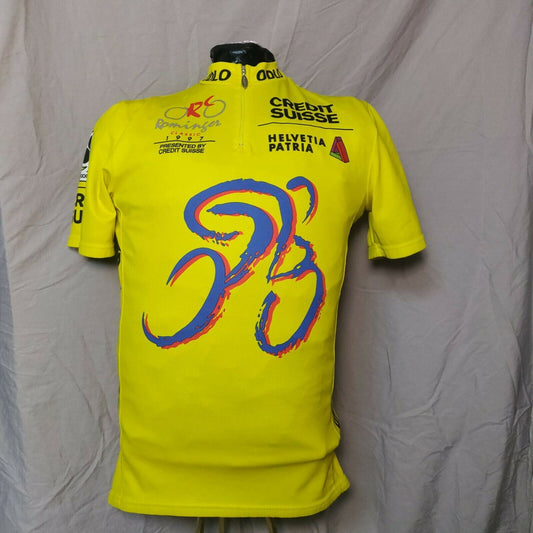 Odlo Yellow Bike Cycling Jersey Short Sleeve 1/4 Zip Men Size Medium