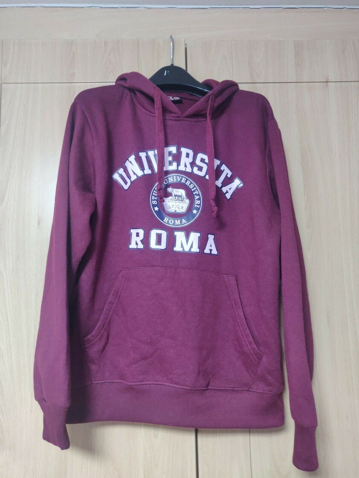 Universita Roma Burgundy Pullover Hoodie Men Size Medium