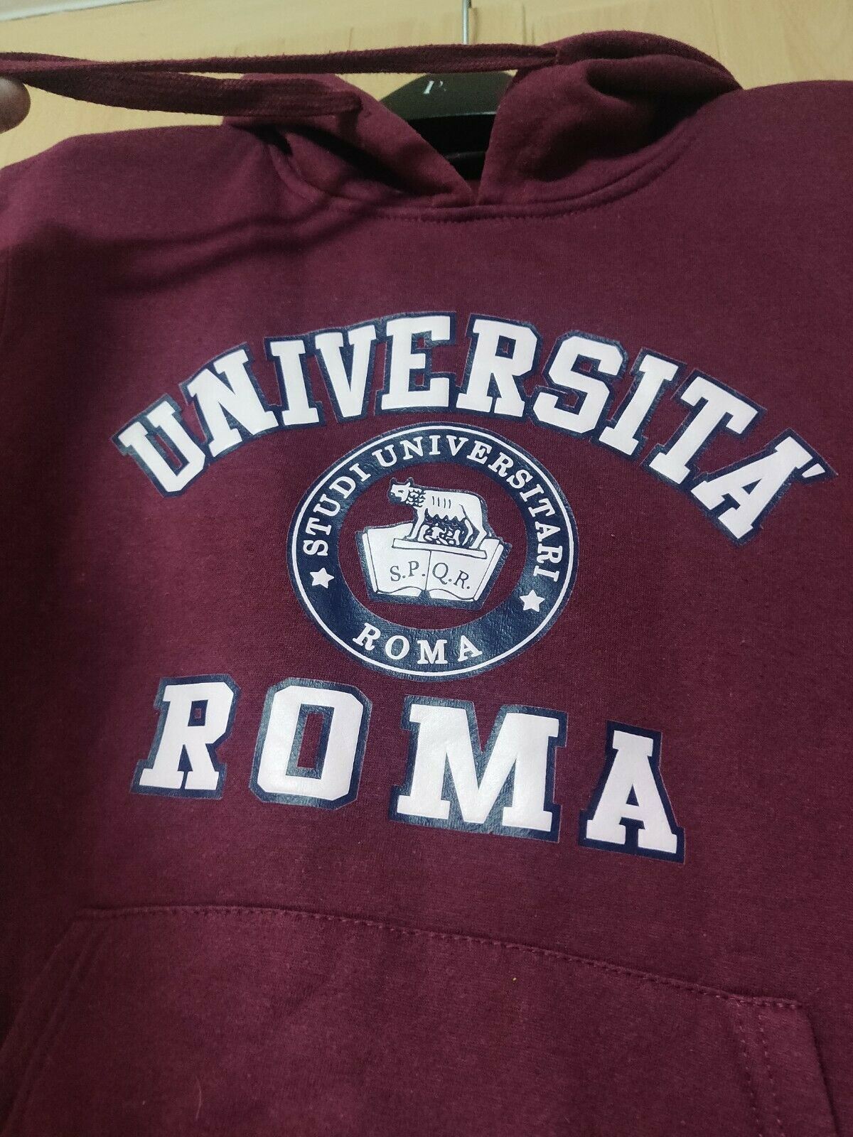 Universita Roma Burgundy Pullover Hoodie Men Size Medium