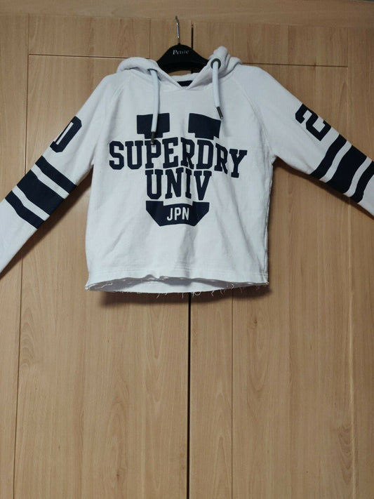 Superdry Vintage White Hoodie Women Size Small