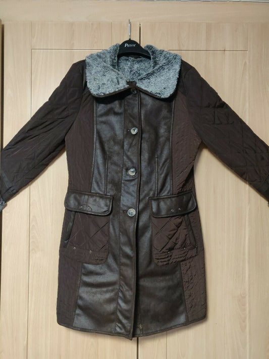 Damo Brown women vintage Coat With Partial Fur Lining Size 16