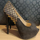 Salt and Pepper Black Leather Heels Women Size UK 4