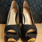 Salt and Pepper Black Leather Heels Women Size UK 4
