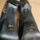 Salt and Pepper Black Leather Heels Women Size UK 4