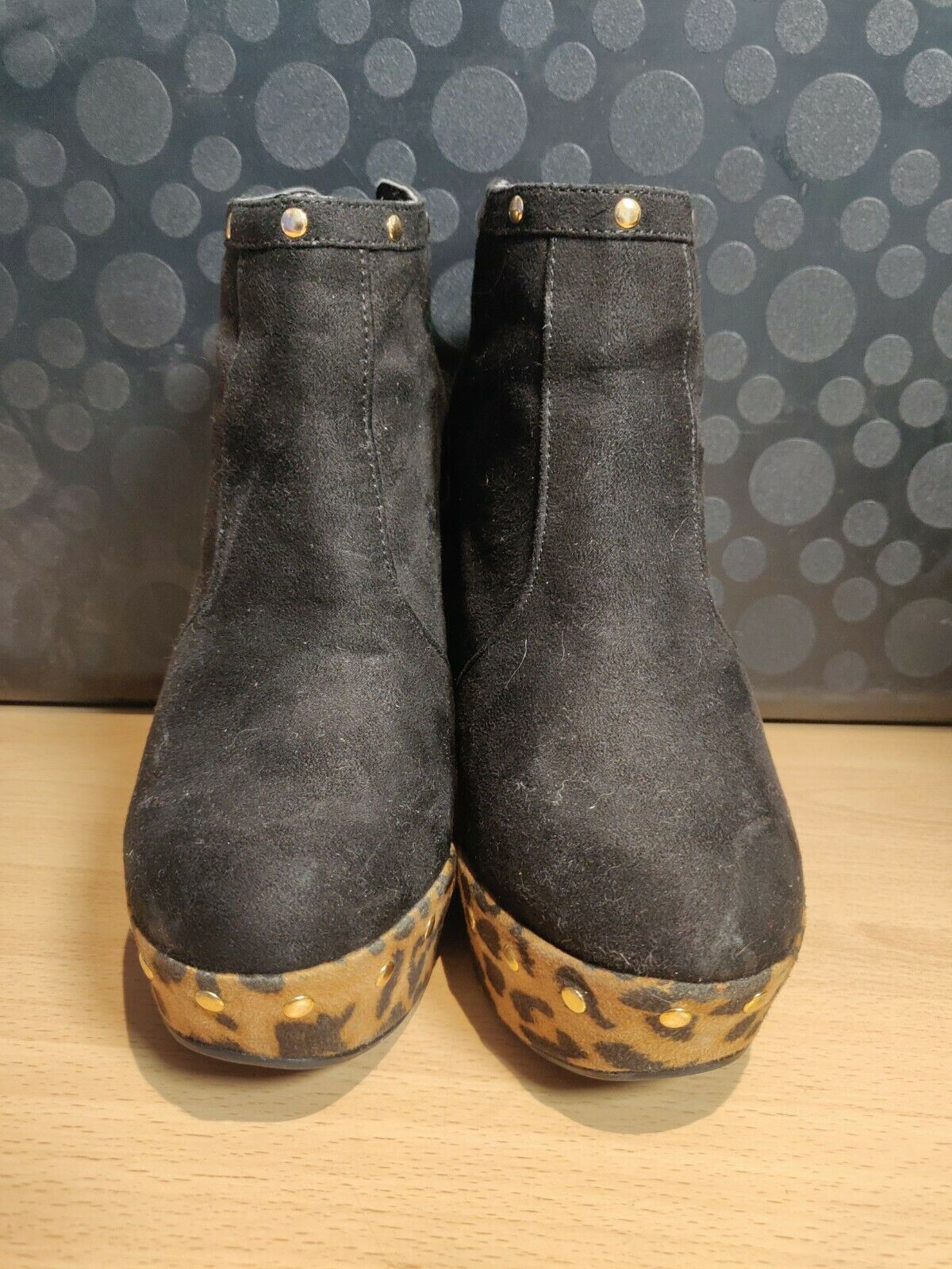 New Look Your Feet Look Gorgeous Black Leopard Heels Women Size UK 4