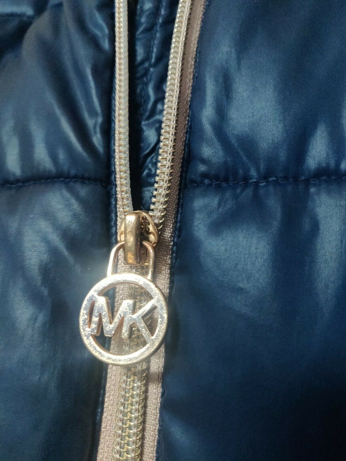 Michael Kors Blue Hooded Puffer Jacket Women Size UK 10-12