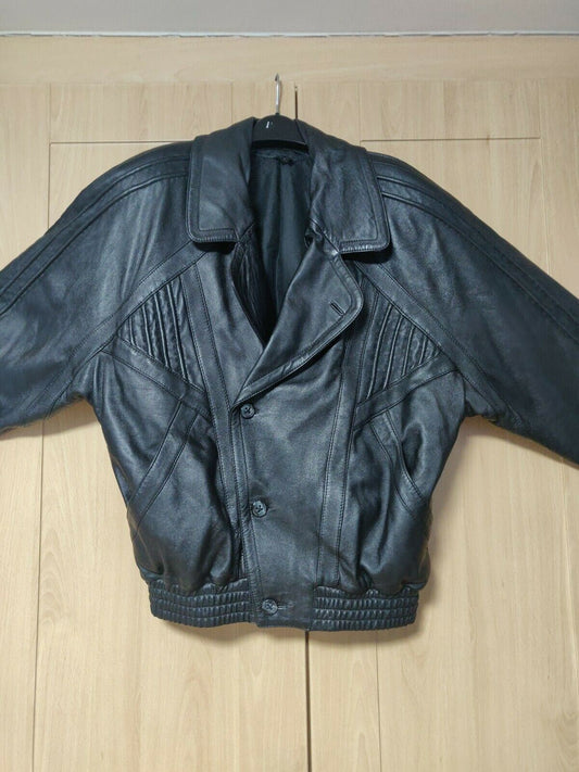 The SheepSkin Shop Vintage Black Genuine Leather Jacket Men Size 48