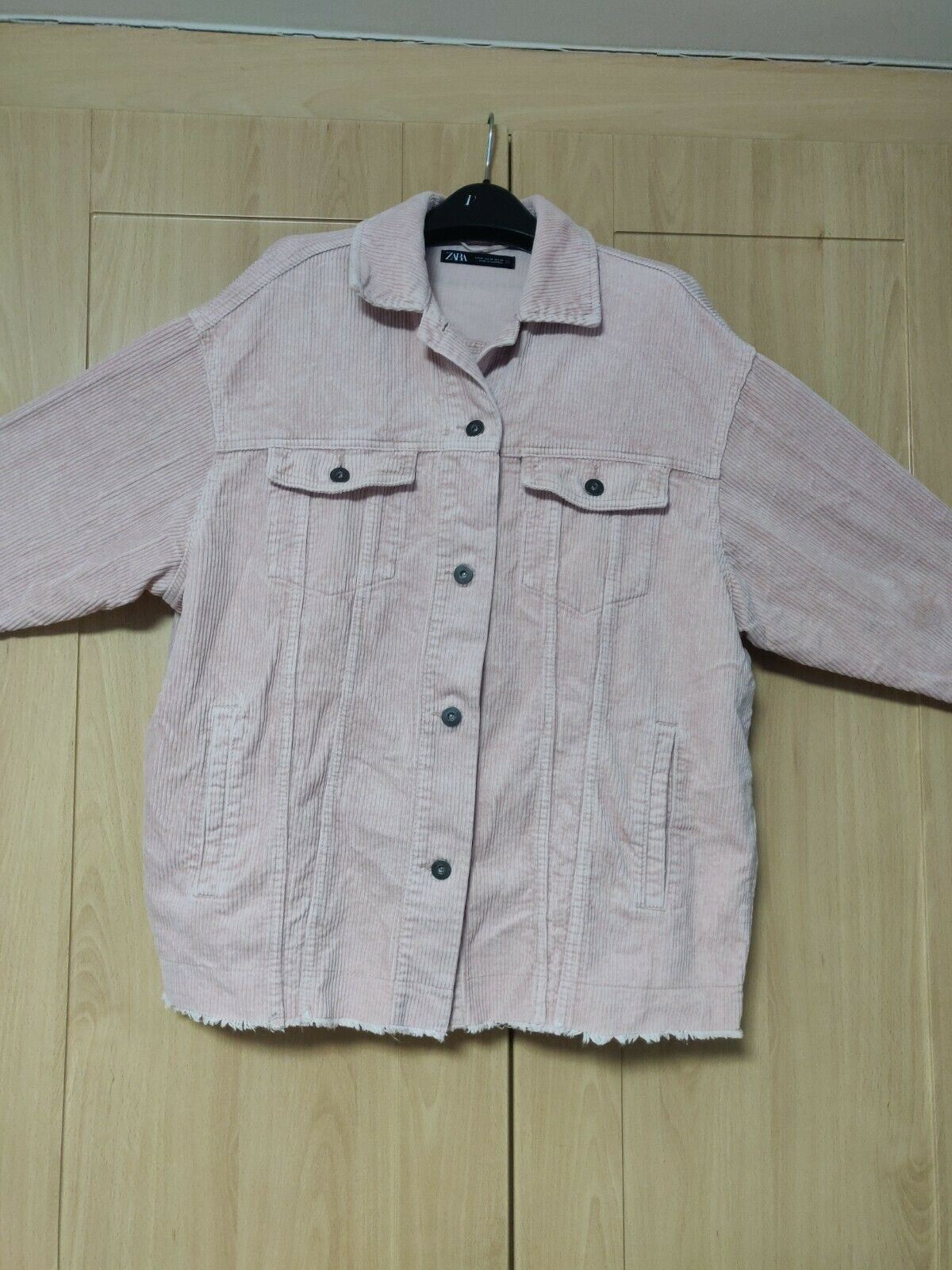 Zara Corduroy Cotton Pink Denim Jacket Women Size Medium