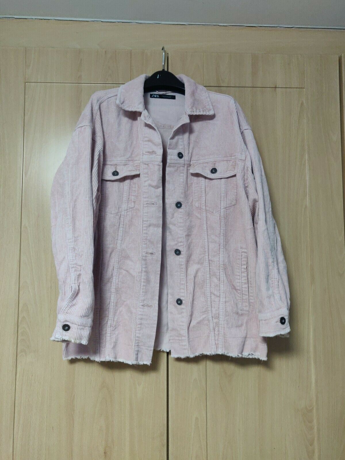 Zara Corduroy Cotton Pink Denim Jacket Women Size Medium