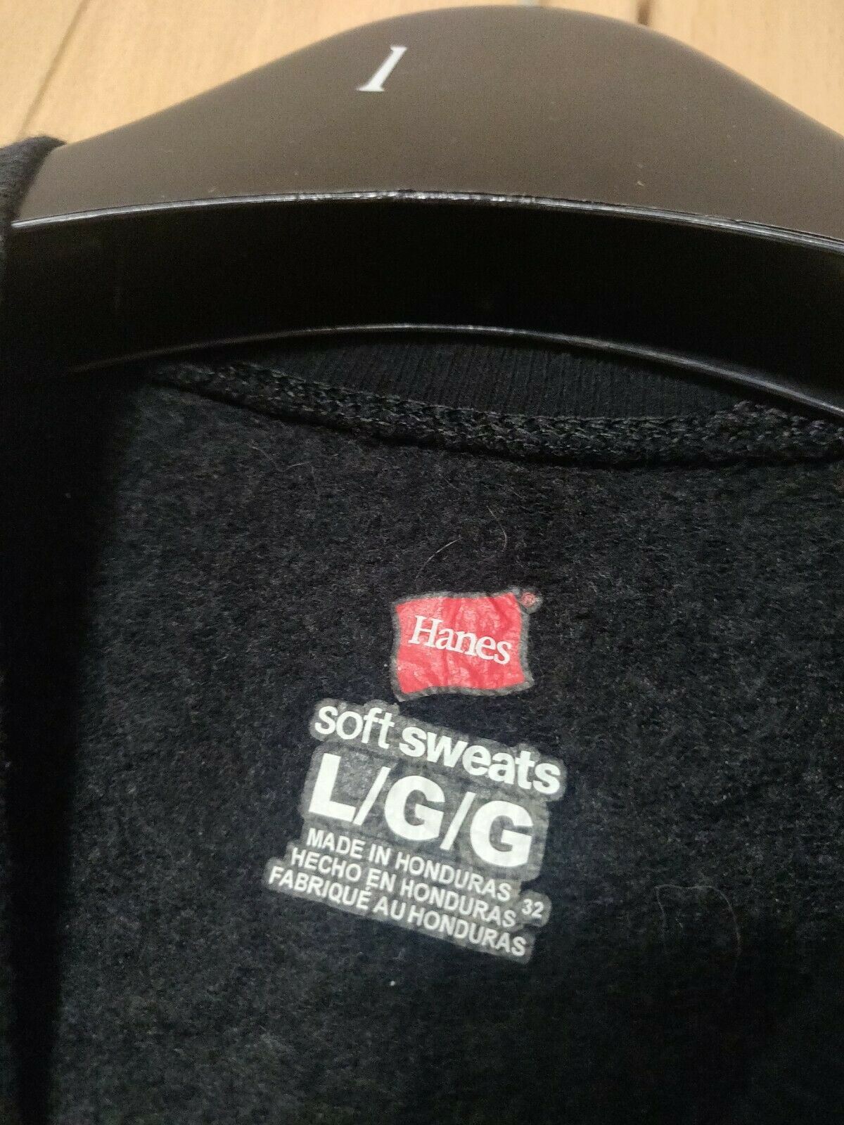 Hanes Cedar Black Sweatshirt Long Sleeve Jumper Men Size Large