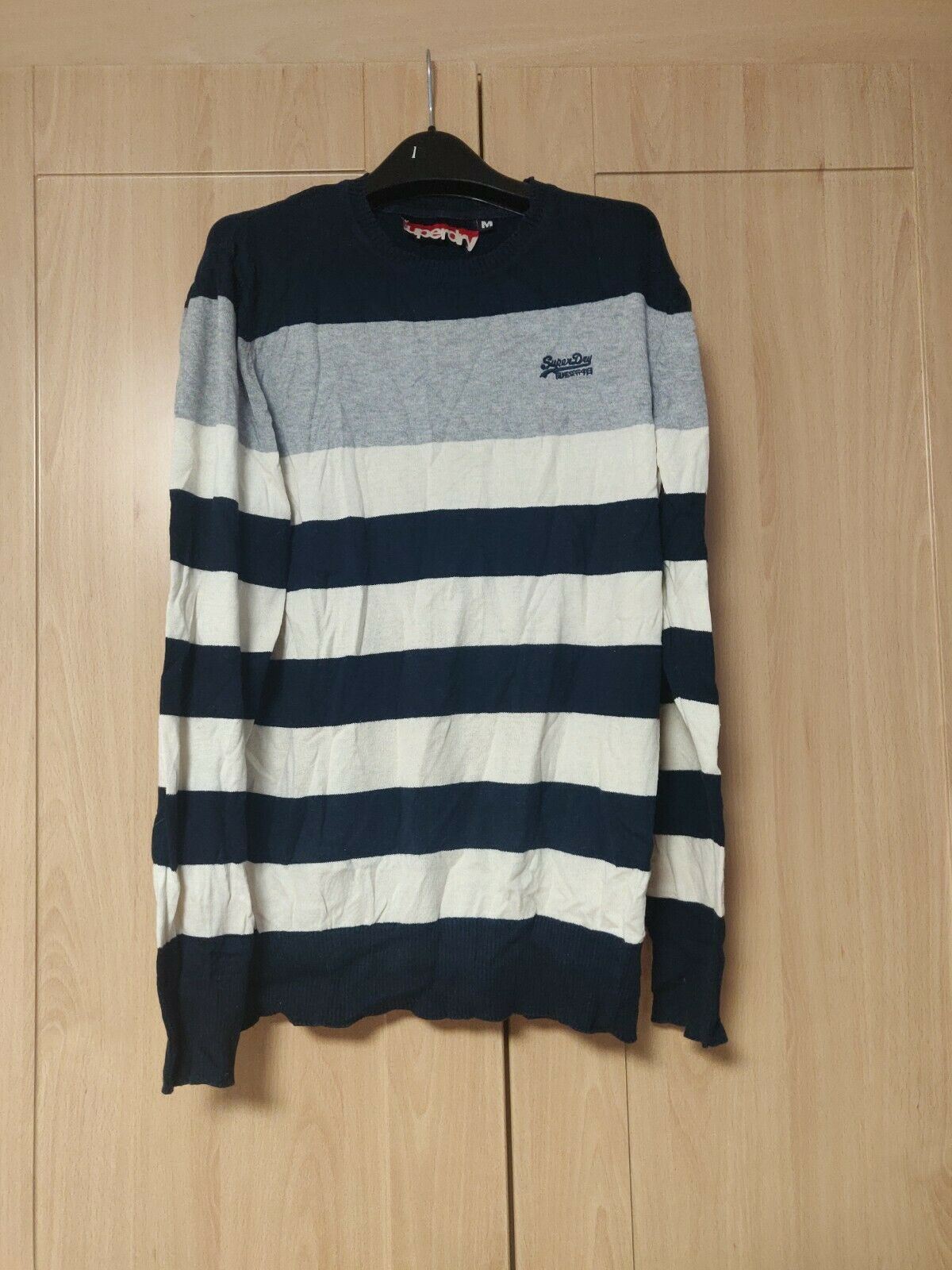 Superdry White/Black Jumper Men Size Medium