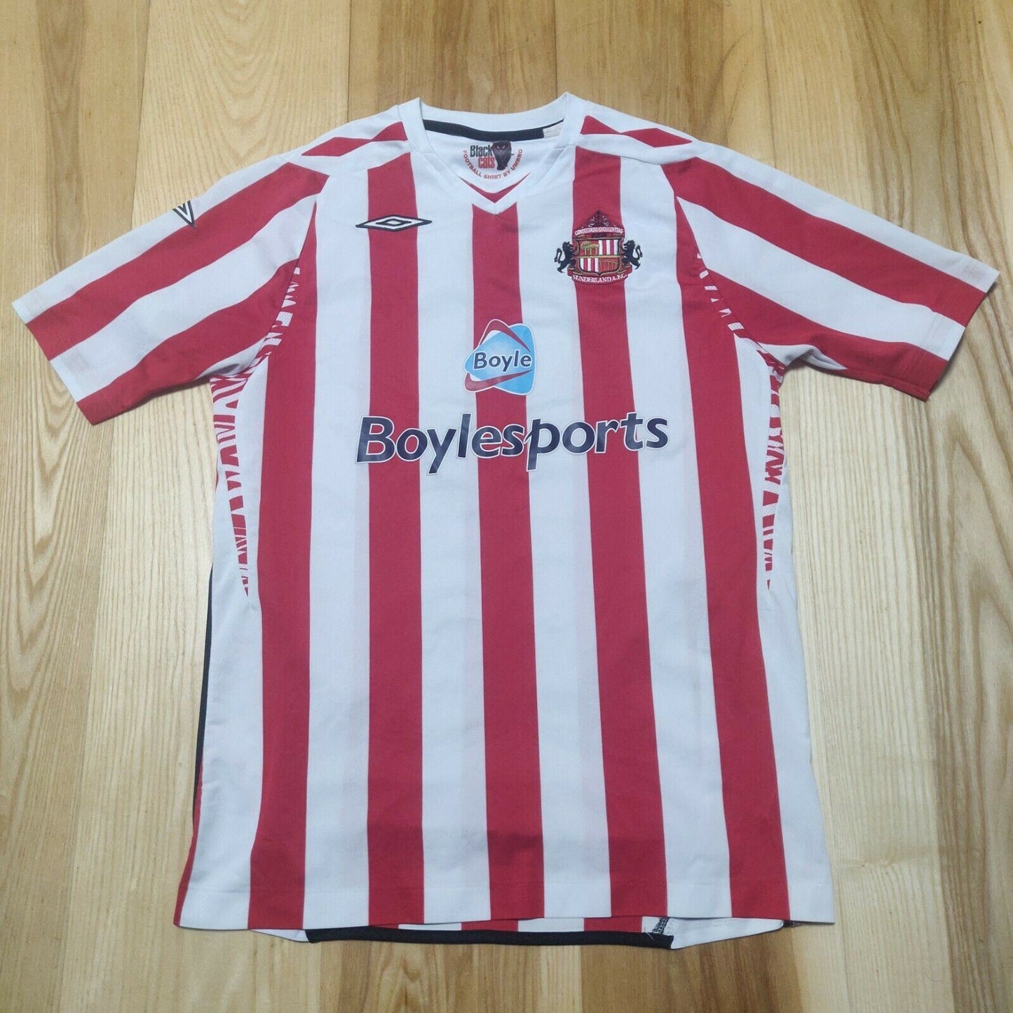 Sunderland FC 2008/09 White Red Umbro Jersey Boys Age 11-12 Years