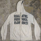 FREESOUL White Hooded Sweatshirt Full Zip Pullover Men Size Large