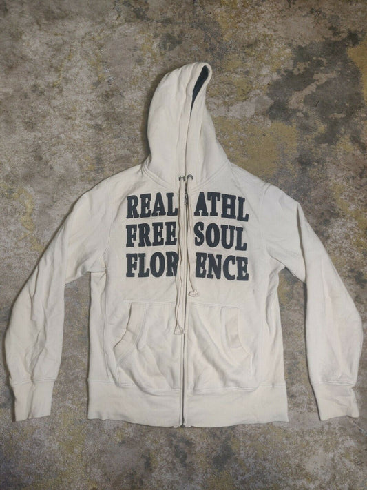 FREESOUL White Hooded Sweatshirt Full Zip Pullover Men Size Large