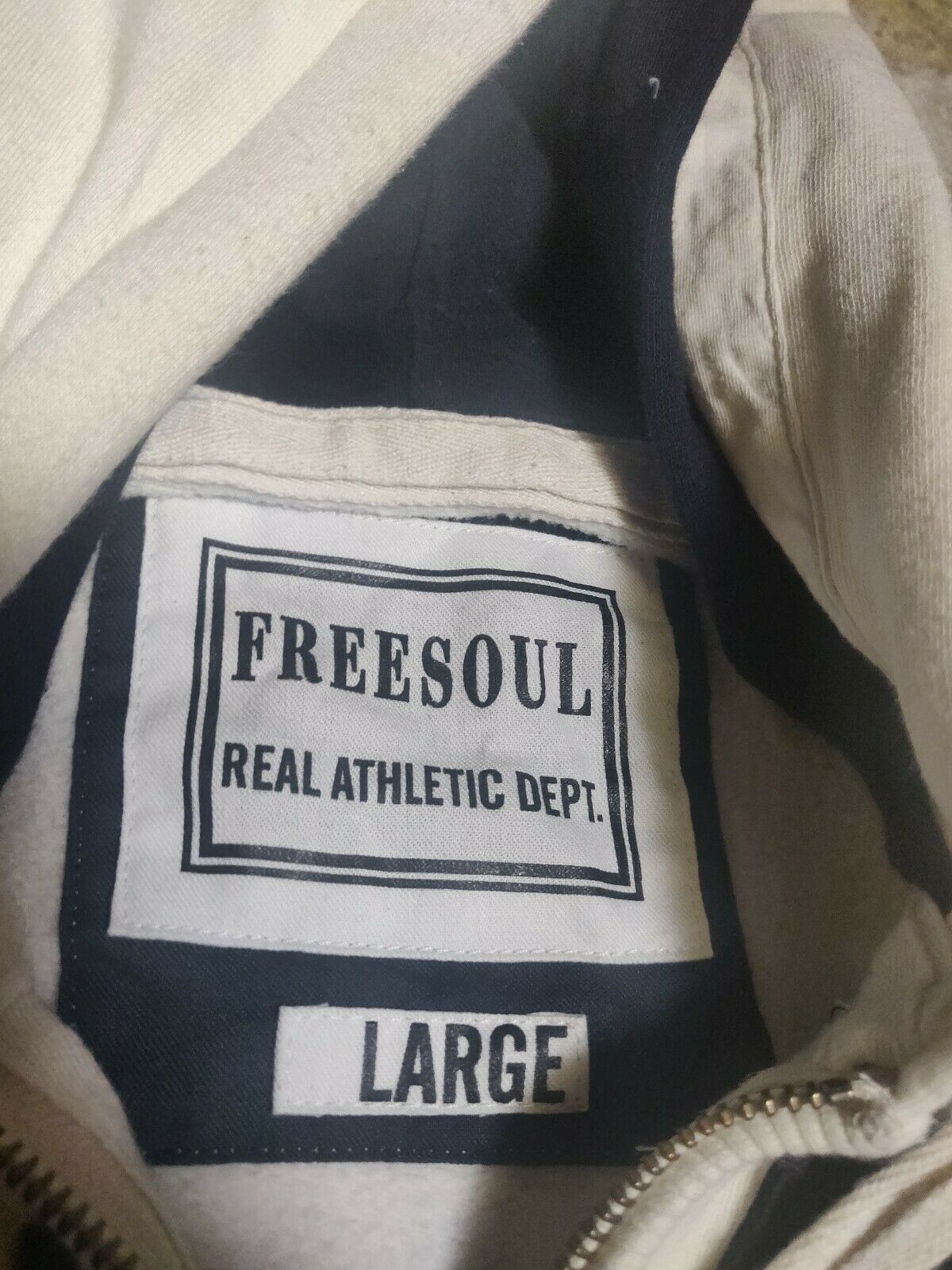FREESOUL White Hooded Sweatshirt Full Zip Pullover Men Size Large