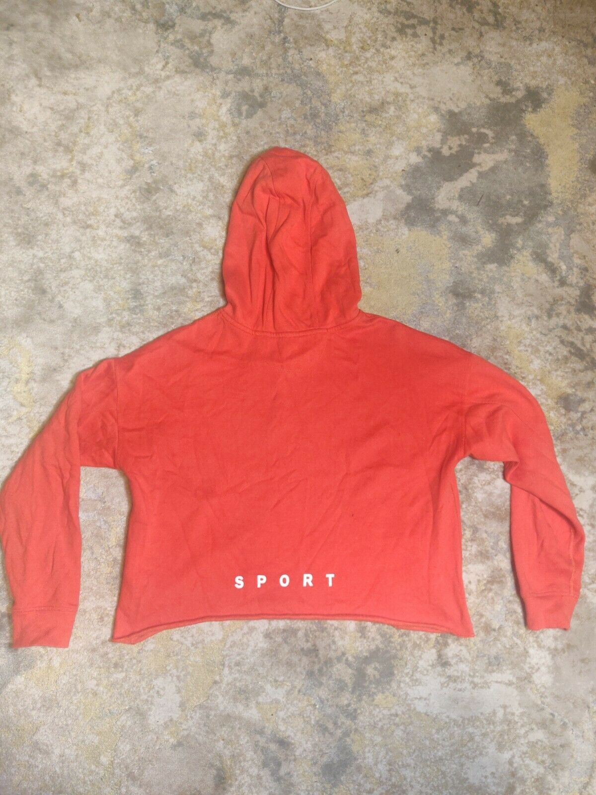 DKNY Sport Red Relaxed Cropped Hoodie Long Sleeve Women Size Medium