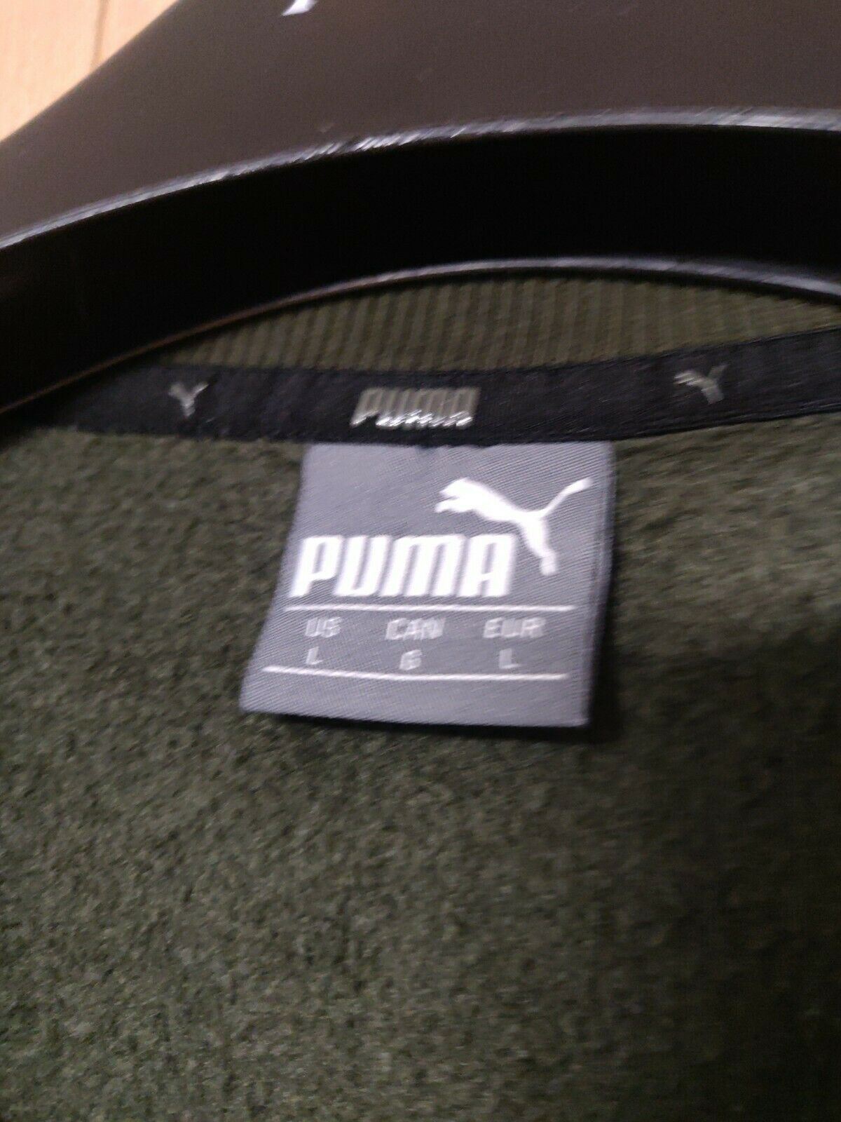 Puma Green Sweatshirt Spell Out Logo Long Sleeve Men Size Large