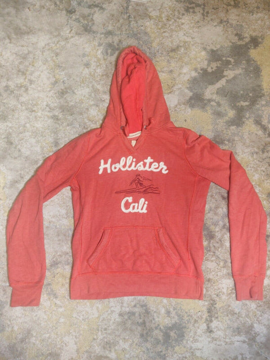 Hollister Red Hoodie Sweatshirt Long Sleeve Pullover Women Size Medium