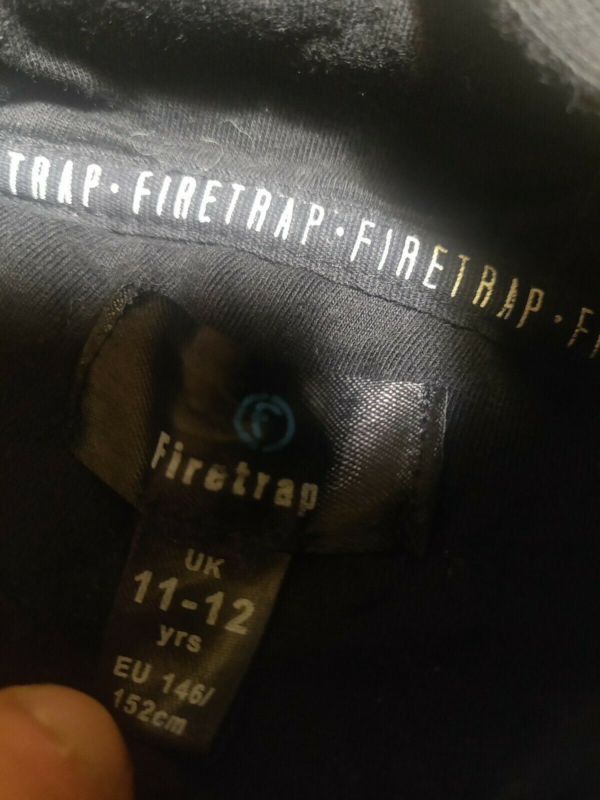 Firetrap Black Hooded Sweatshirt Boys Size 11-12 Years