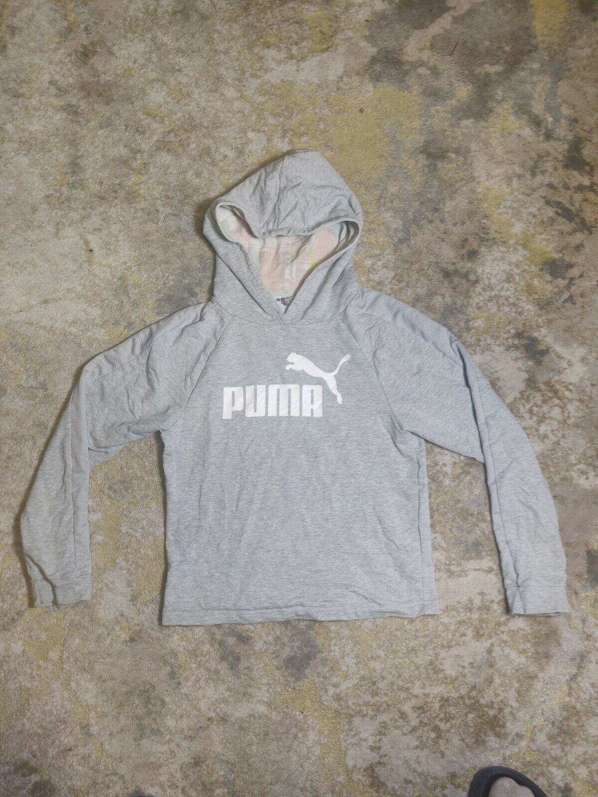 Puma Grey Hooded Jumper Hoodie Girls Size Age 11-12 Years