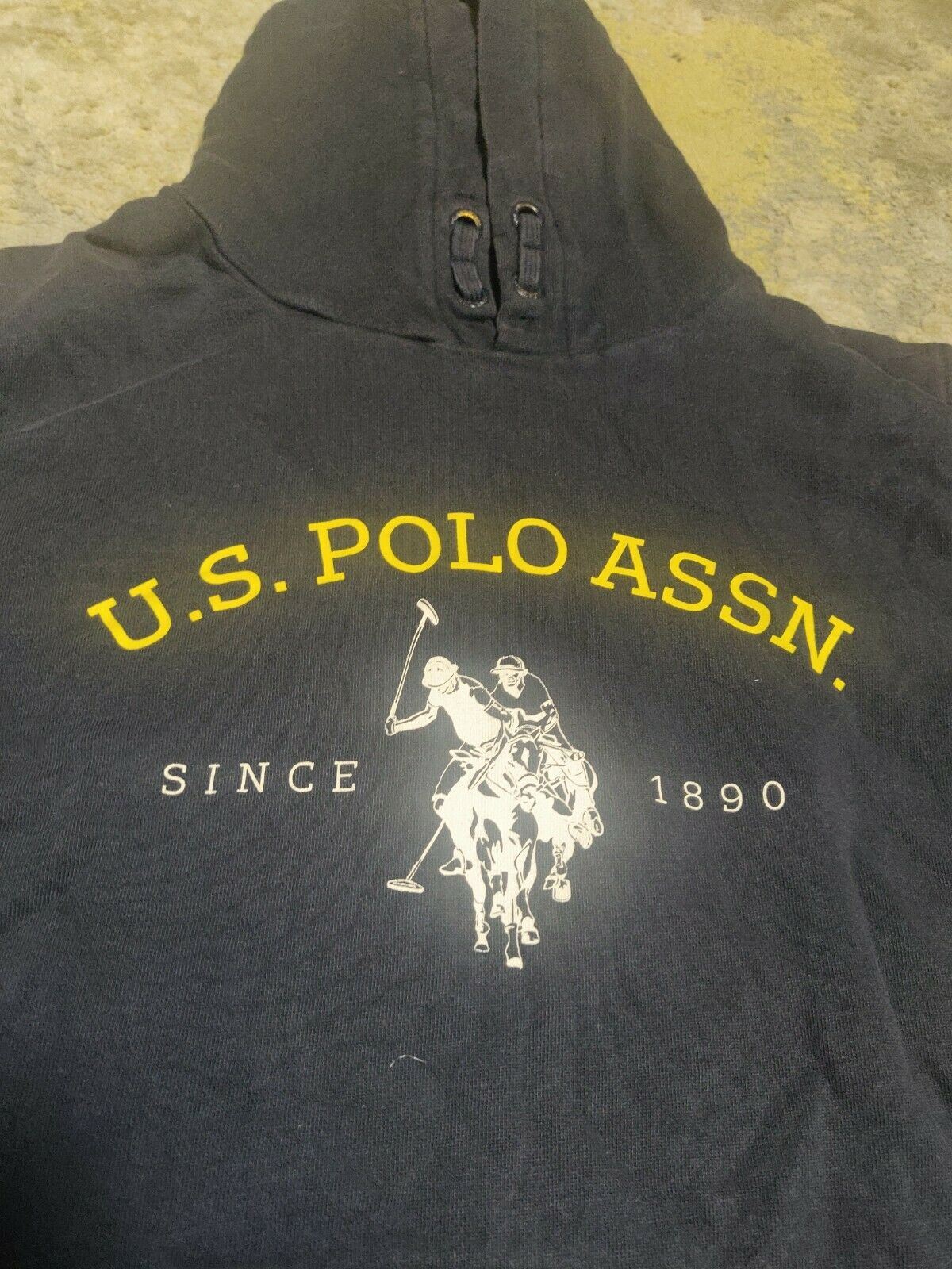 US Polo Assn Vintage Blue Hooded Sweatshirt Long Sleeve Boy's Size 14-15years