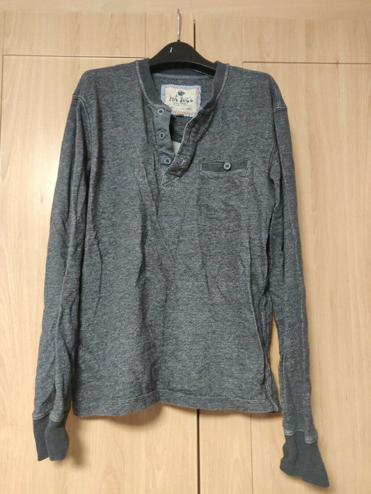 Fat Face Vintage Grey Sweatshirt Jumper 1/4 Button Men Size Small
