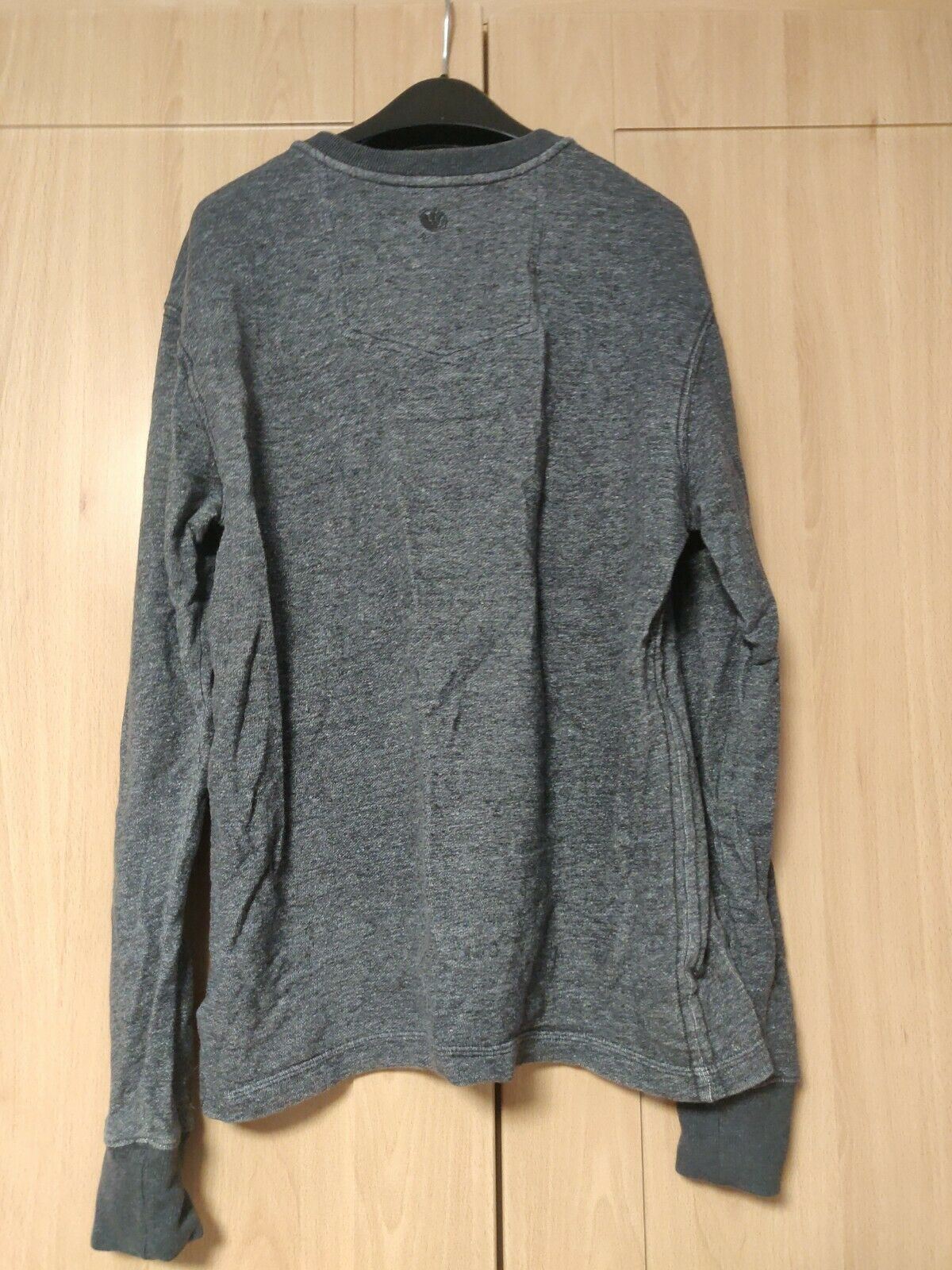 Fat Face Vintage Grey Sweatshirt Jumper 1/4 Button Men Size Small