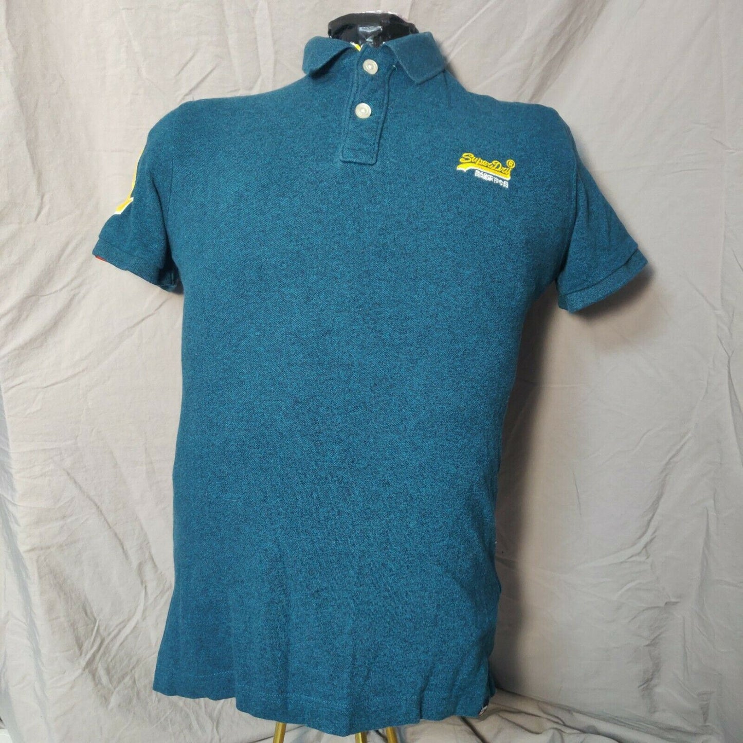 Superdry Premium Blue Polo Shirt Short Sleeve Men Size Small