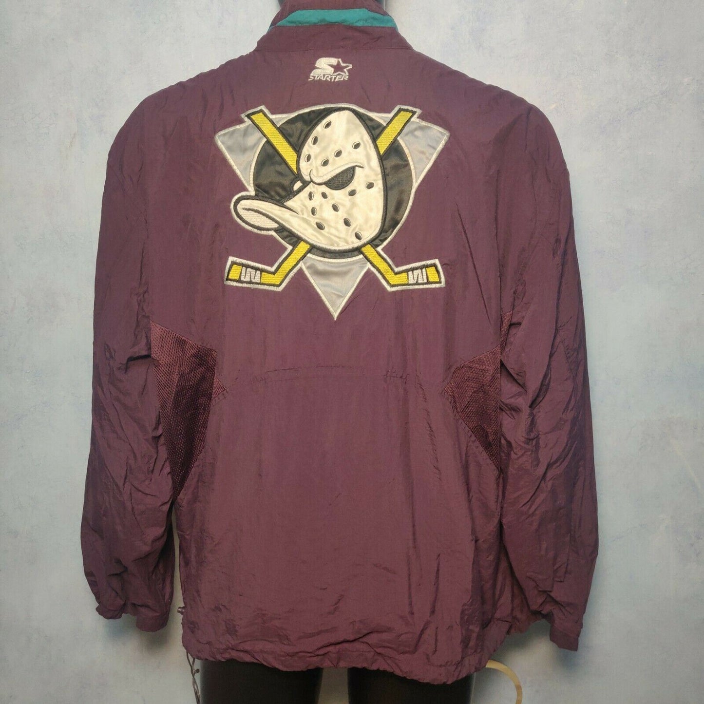 NHL Vintage Burgundy Ducks Hockey Full Zip Jacket Men Size Large