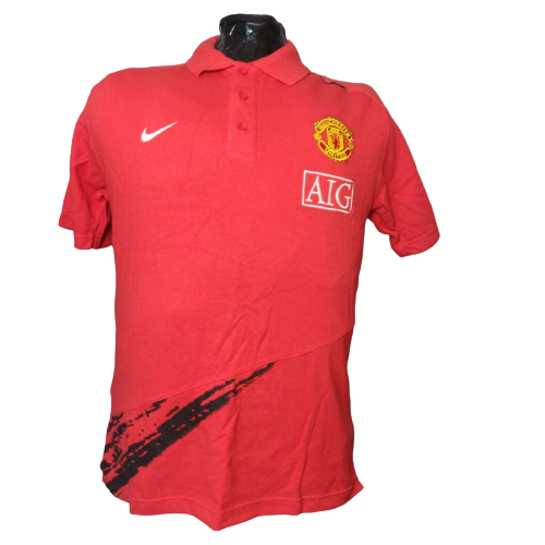 Manchester United Vintage Red Nike Polo Shirt Men Size Large