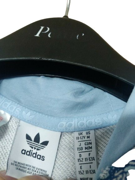 Adidas Blue Pullover Hoodie Kids Unisex Size 11-12 Years