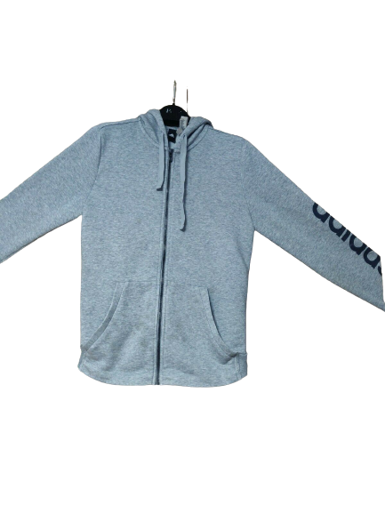 Adidas Grey Full Zip Hoodie Men Size Medium