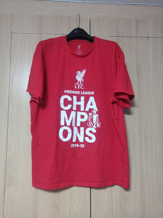 Official Liverpool LFC Football Champions 2019-20 Red Cotton T-Shirt Men Size XL