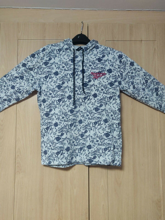 Reebok White Graffiti Pullover Hoodie Teens Size Large