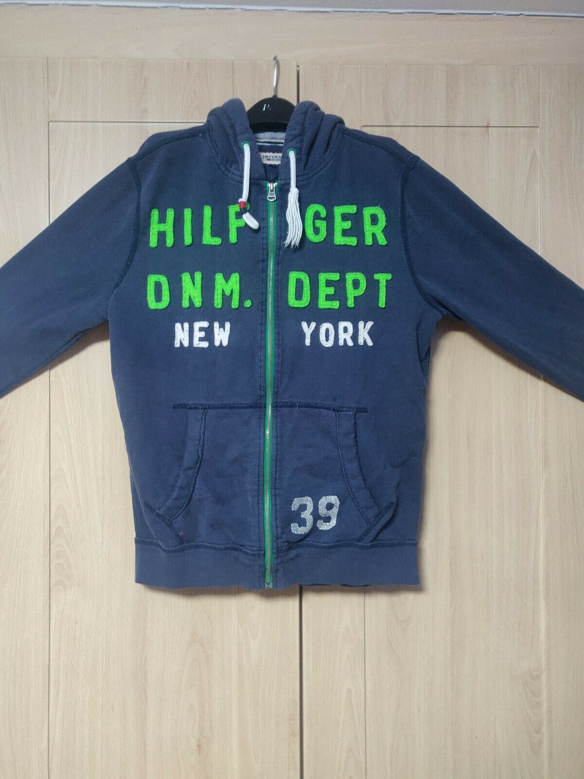 Tommy Hilfiger Vintage Navy Full Zip Hoodie Men Size Large