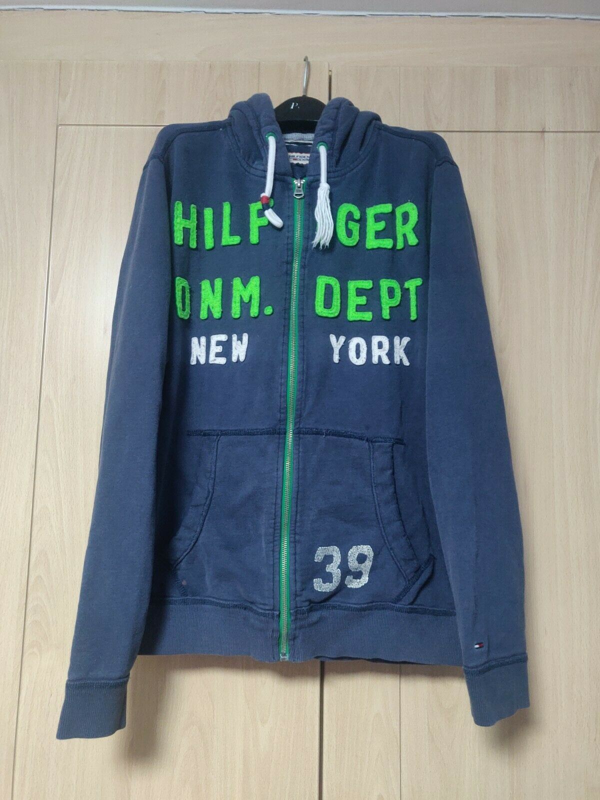 Tommy Hilfiger Vintage Navy Full Zip Hoodie Men Size Large