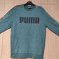 PUMA Green Sweatshirt Jumper Spell Out Logo Men Size Medium
