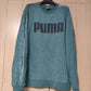 PUMA Green Sweatshirt Jumper Spell Out Logo Men Size Medium