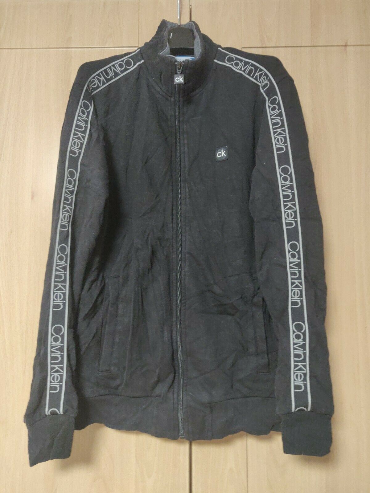 Calvin Klein Black Full Zip Sweatshirt Tech Jersey Men Size Medium