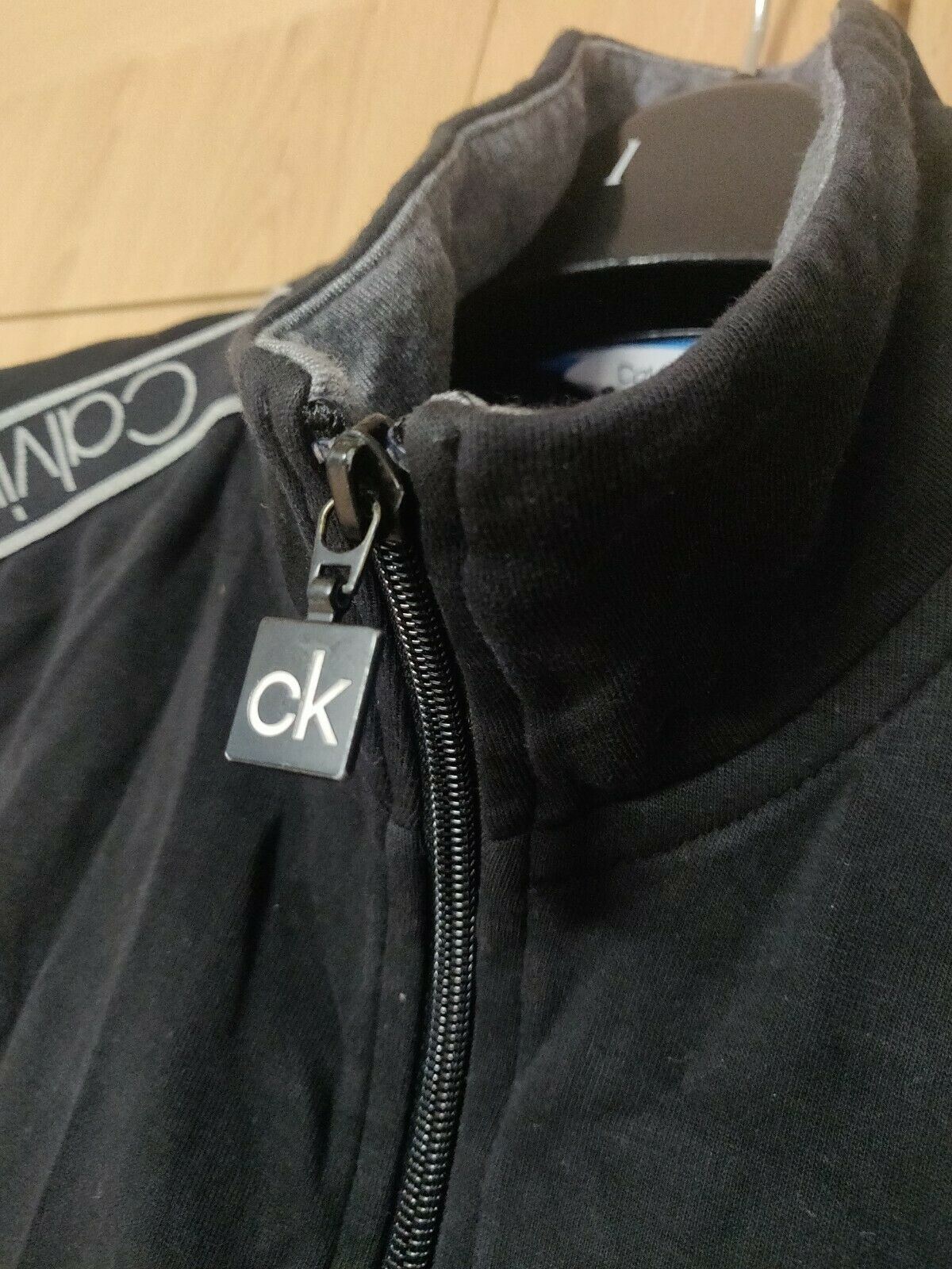 Calvin Klein Black Full Zip Sweatshirt Tech Jersey Men Size Medium